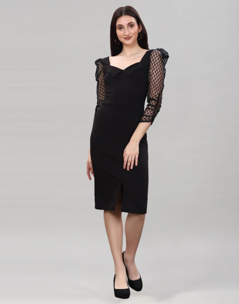 Black Coloured Lycra Knitted bodycon dress | Sudathi
