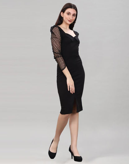 Black Coloured Lycra Knitted bodycon dress | Sudathi