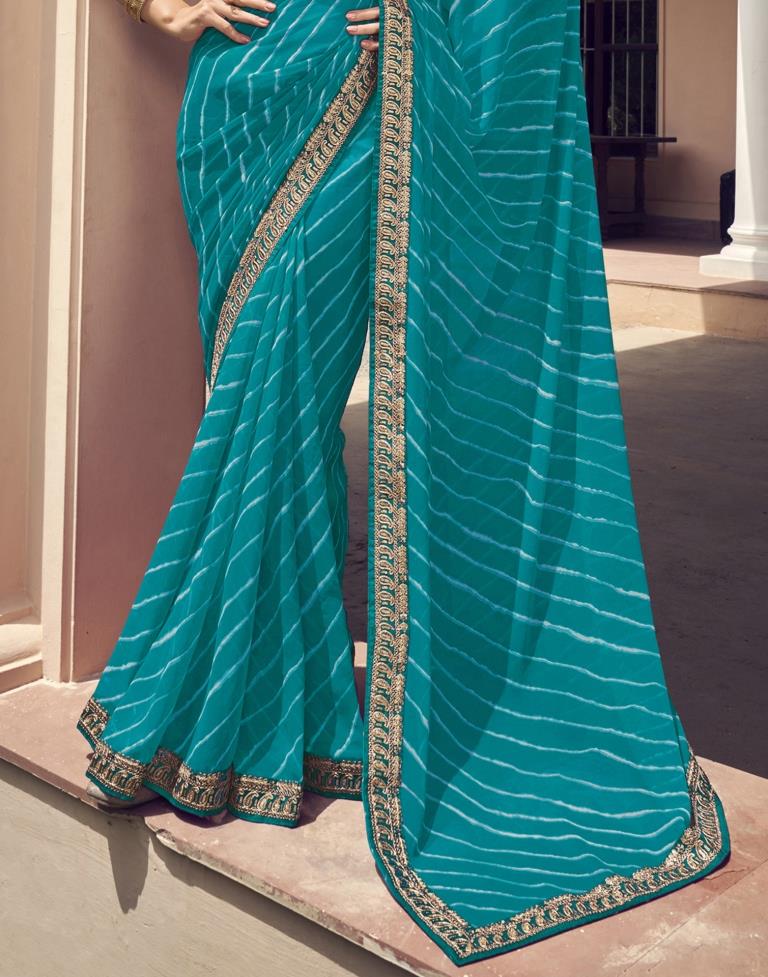 Rama Blue Georgette Saree | Leemboodi