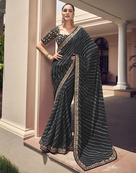 Black Georgette Saree | Leemboodi