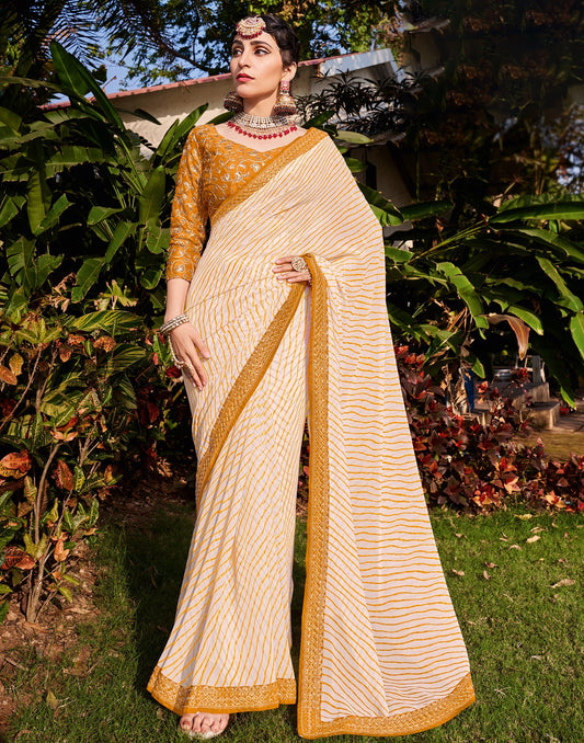 White Georgette Saree | Leemboodi