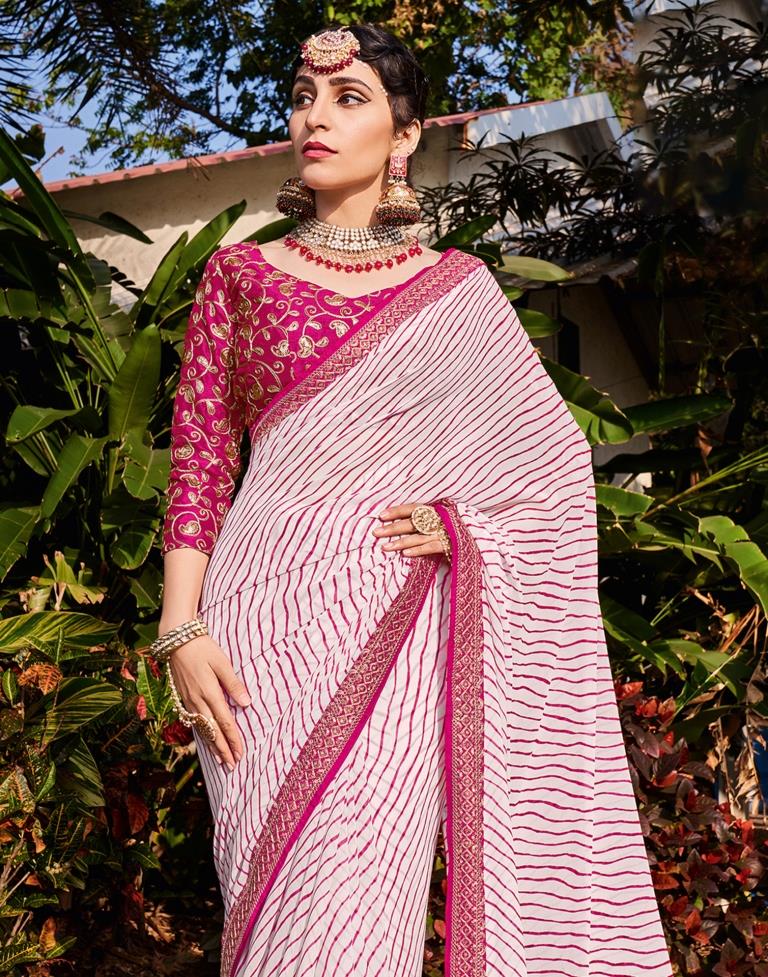 White Georgette Saree | Leemboodi