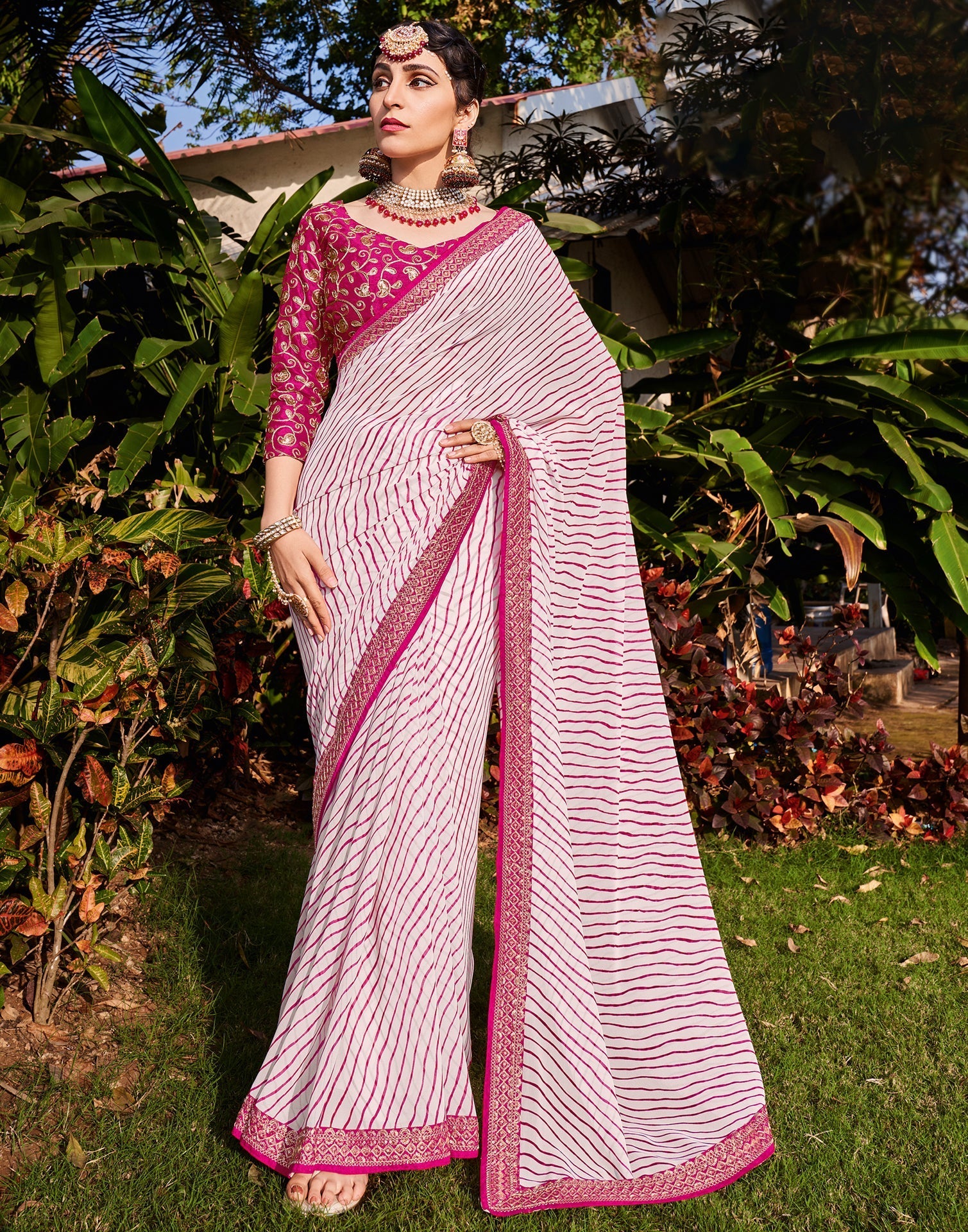 White Georgette Saree | Leemboodi