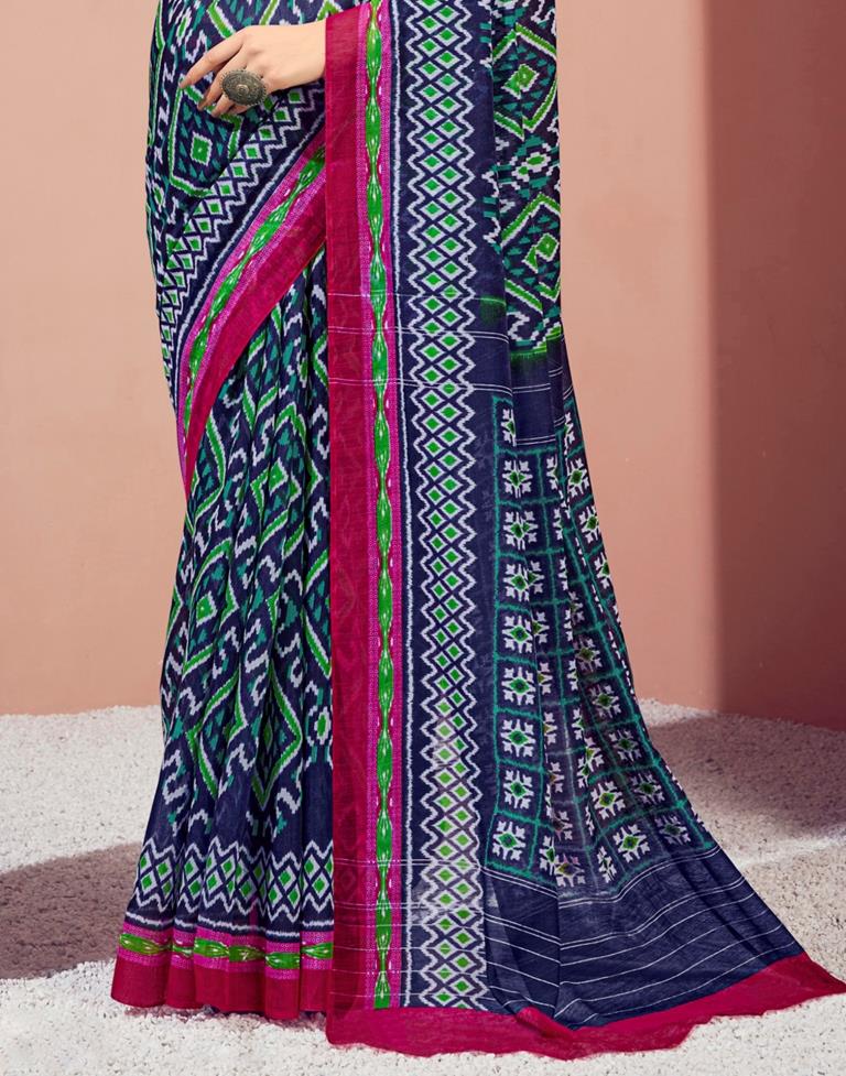 Navy Blue Cotton Saree | Sudathi