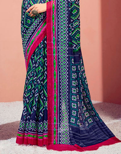 Navy Blue Cotton Saree | Sudathi
