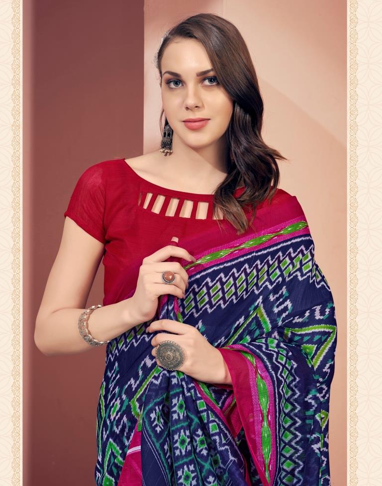 Navy Blue Cotton Saree | Sudathi