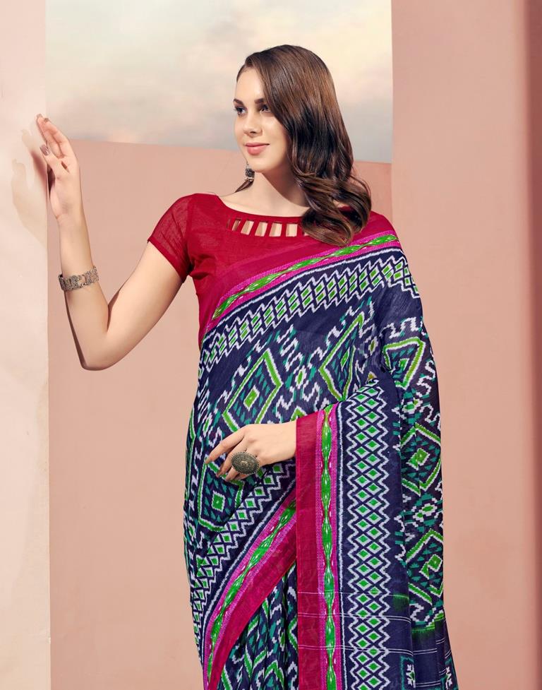 Navy Blue Cotton Saree | Sudathi