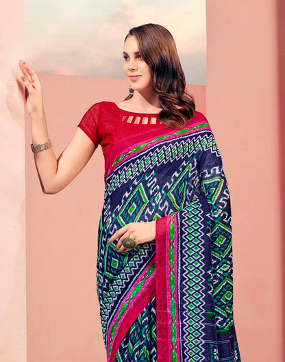 Navy Blue Cotton Saree | Sudathi