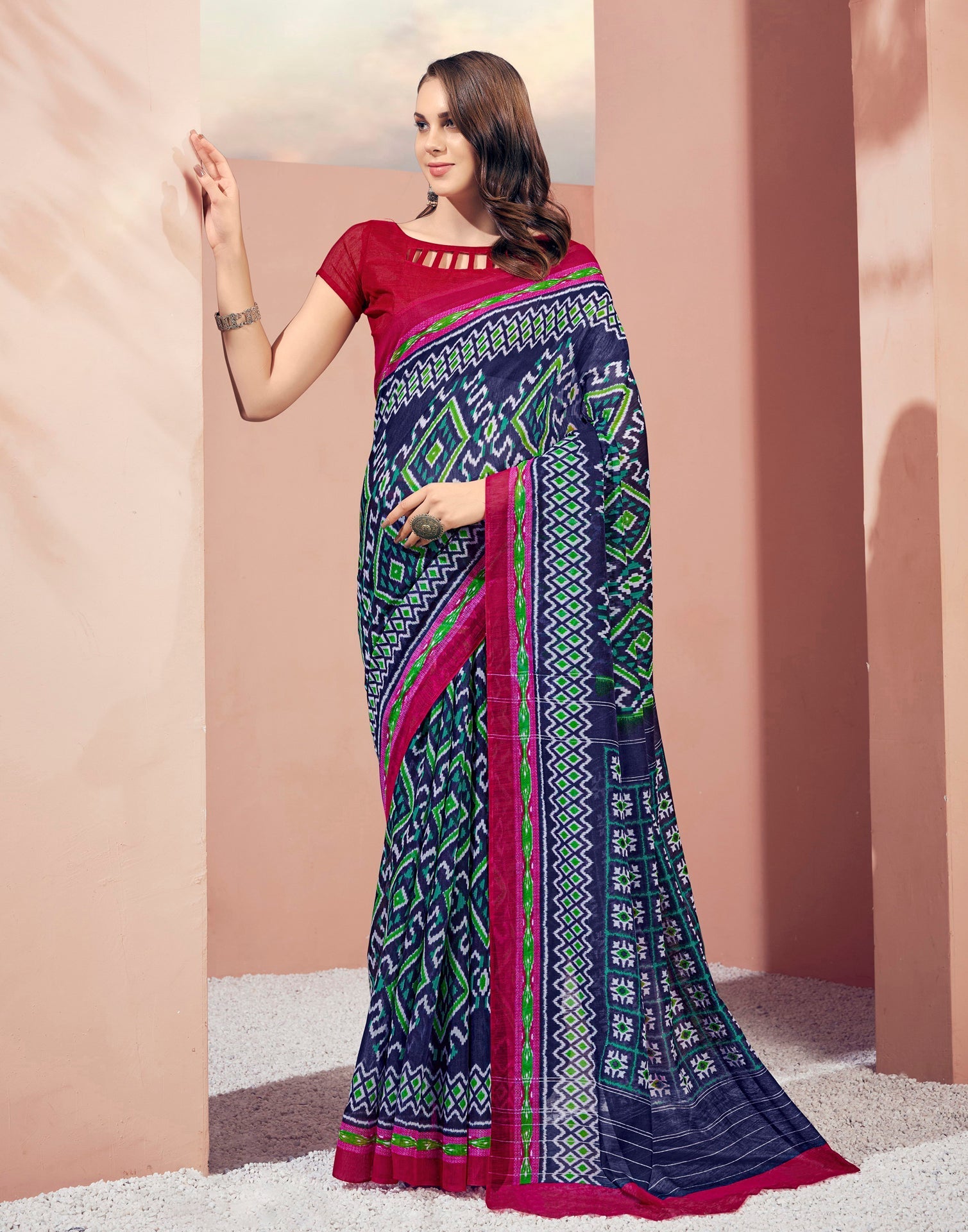 Navy Blue Cotton Saree | Sudathi