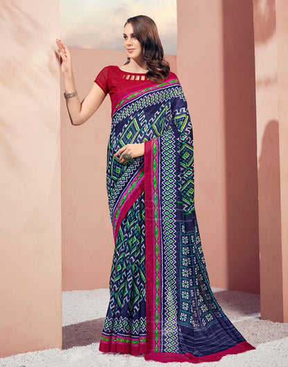 Navy Blue Cotton Saree | Sudathi