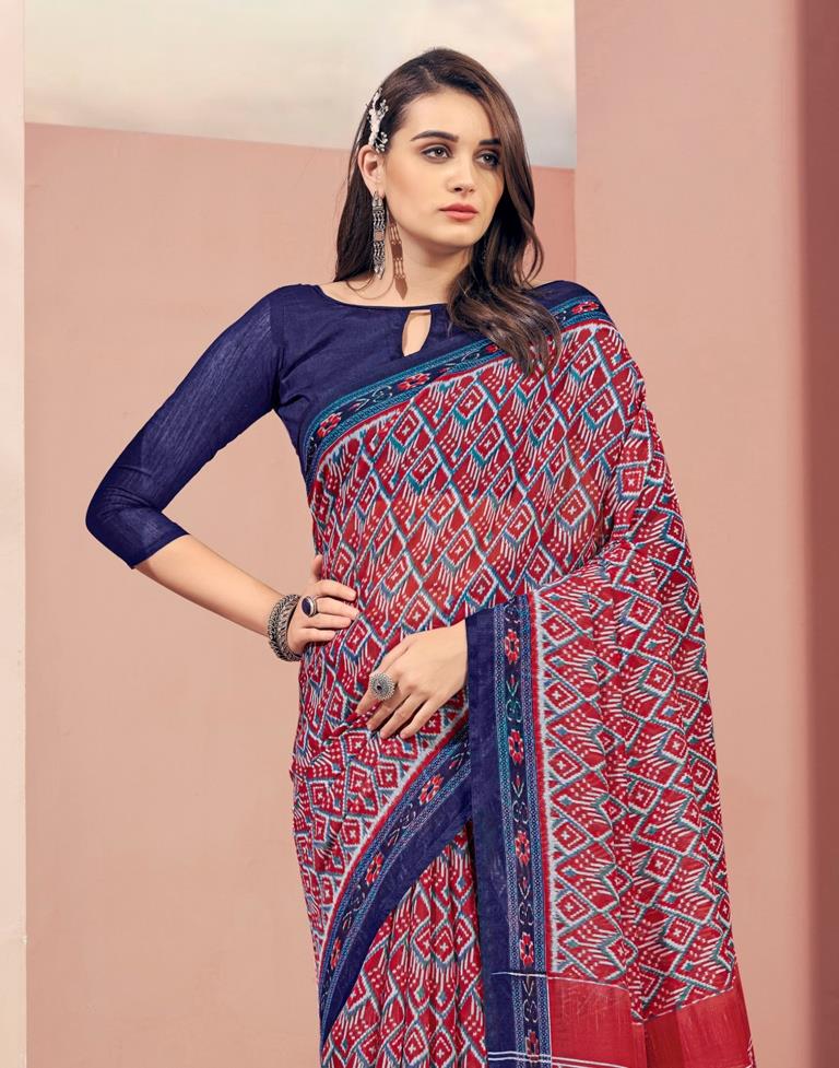 Red Cotton Saree | Sudathi