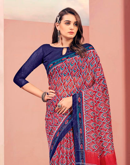 Red Cotton Saree | Sudathi