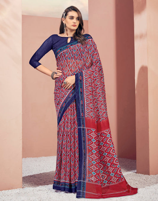 Red Cotton Saree | Sudathi