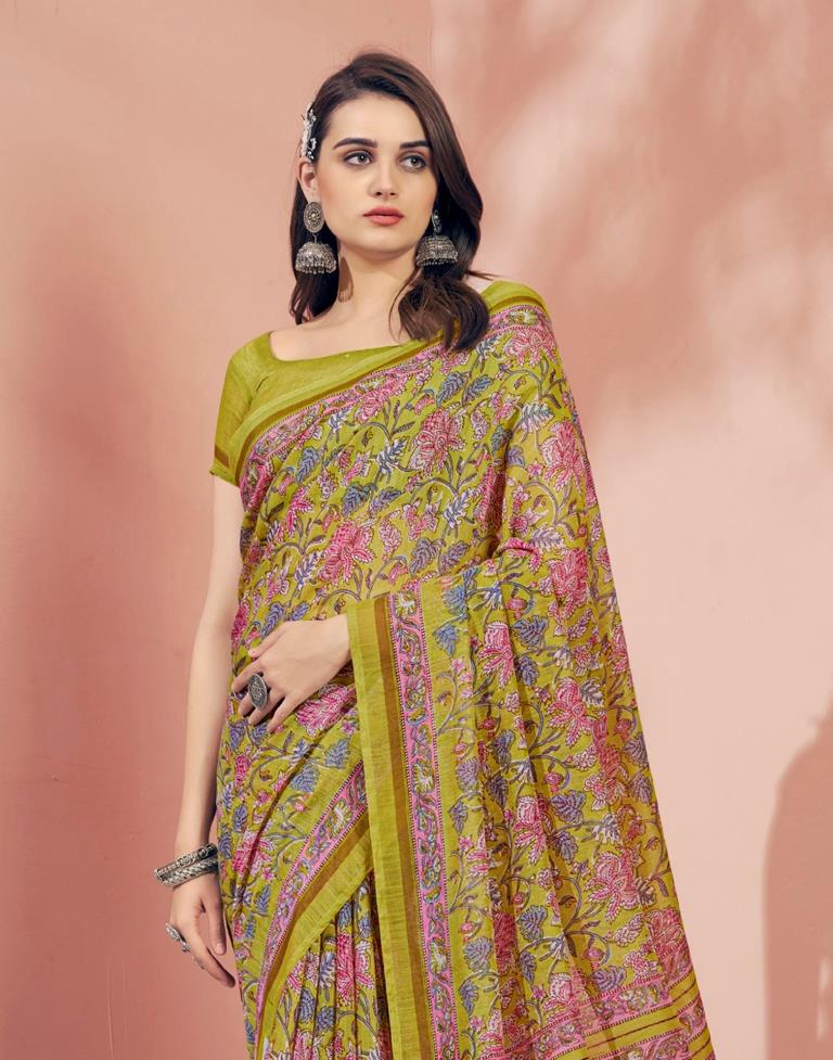Light Green Cotton Saree | Sudathi