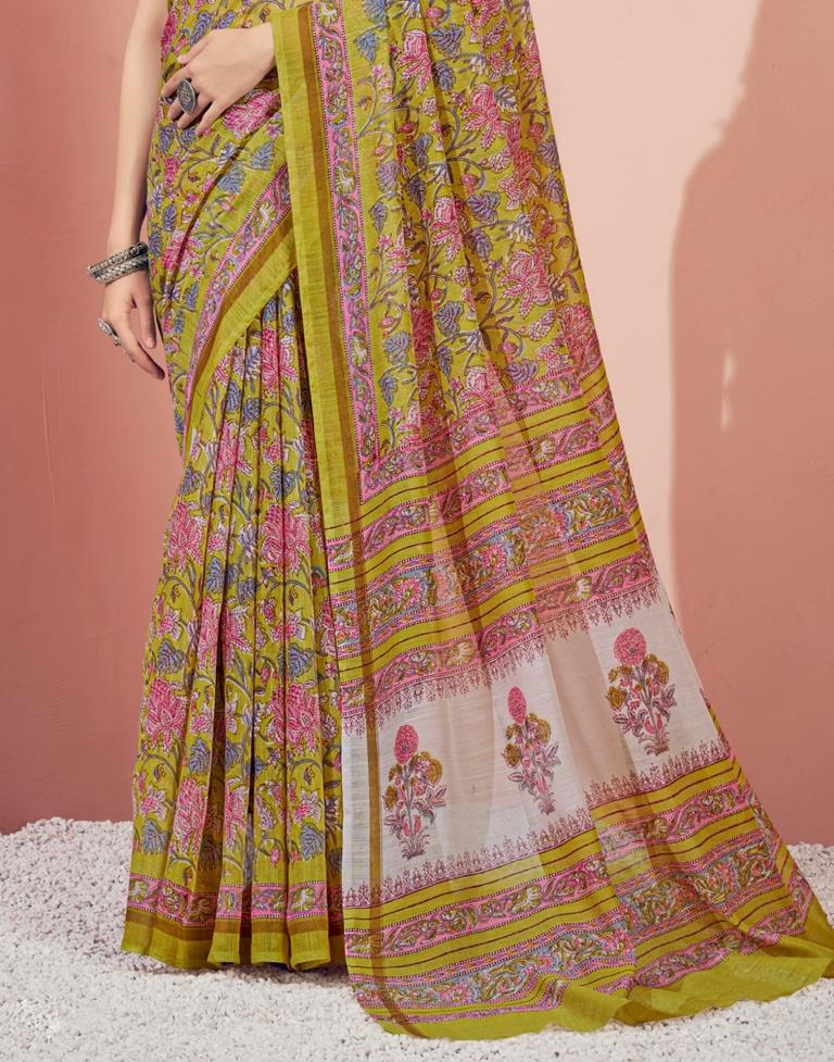 Light Green Cotton Saree | Sudathi