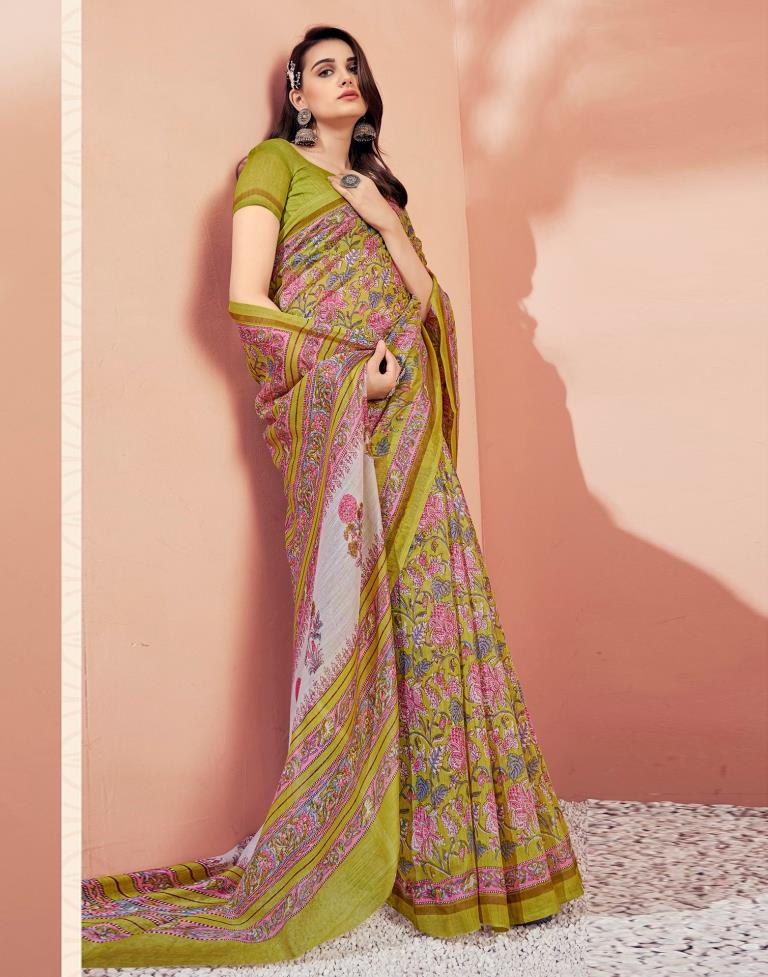 Light Green Cotton Saree | Sudathi
