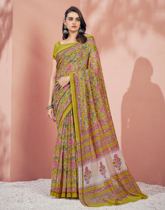 Light Green Cotton Saree | Sudathi