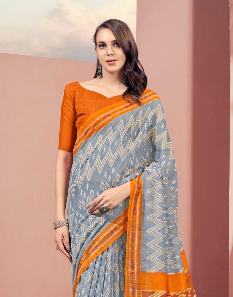 Grey Cotton Saree | Sudathi
