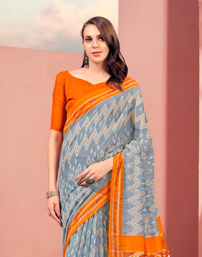 Grey Cotton Saree | Sudathi