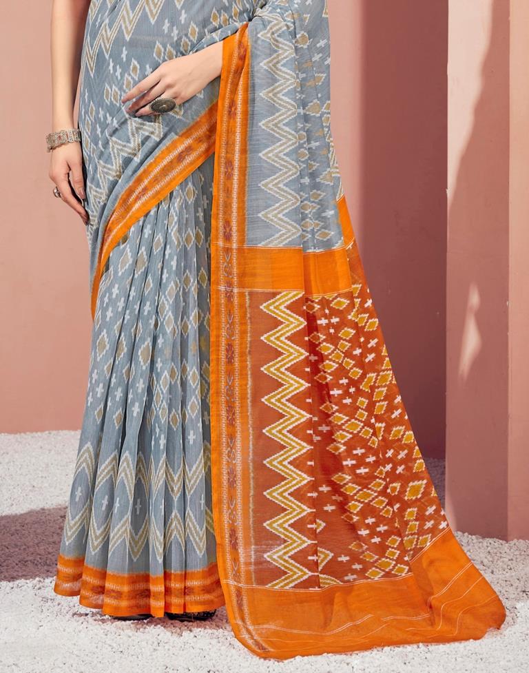Grey Cotton Saree | Sudathi