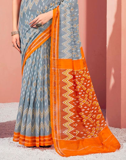Grey Cotton Saree | Sudathi