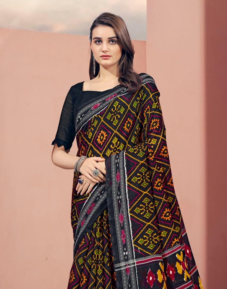 Black Cotton Patola Saree | Sudathi