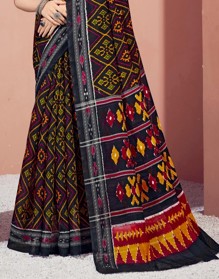 Black Cotton Patola Saree | Sudathi