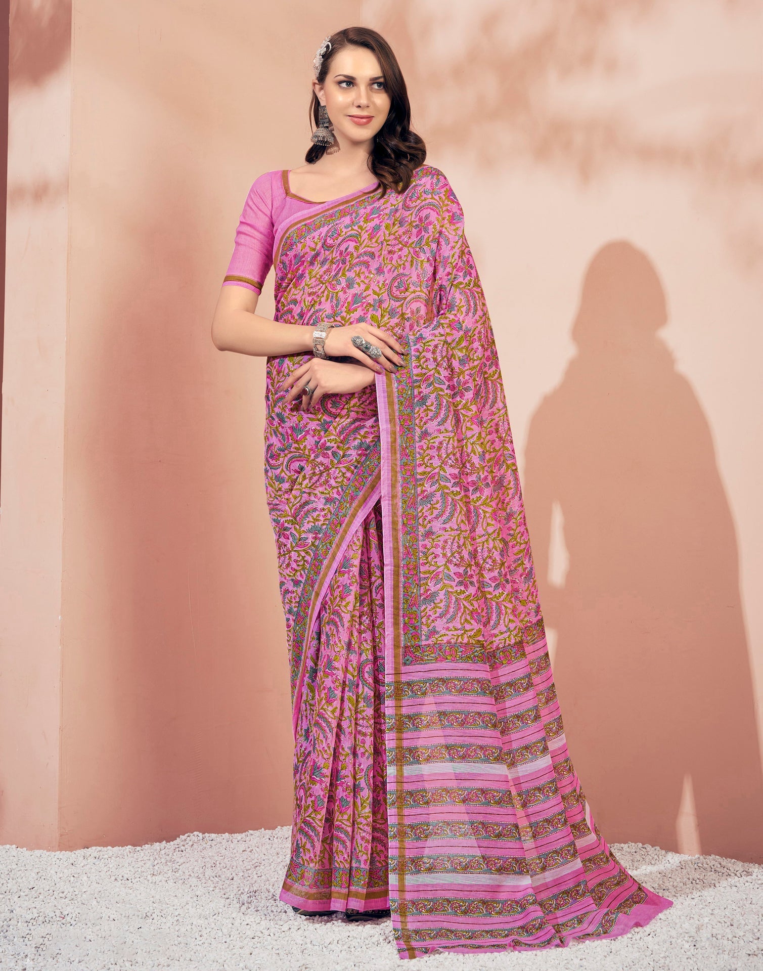 Light Pink Cotton Saree | Sudathi