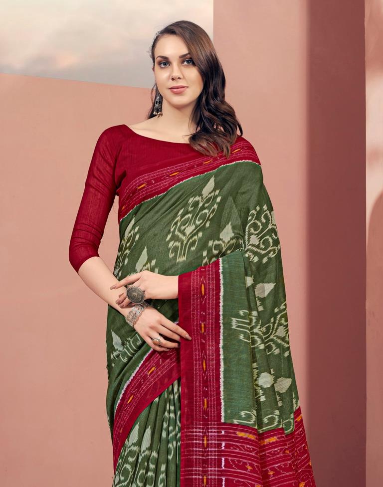 Green Cotton Saree | Sudathi