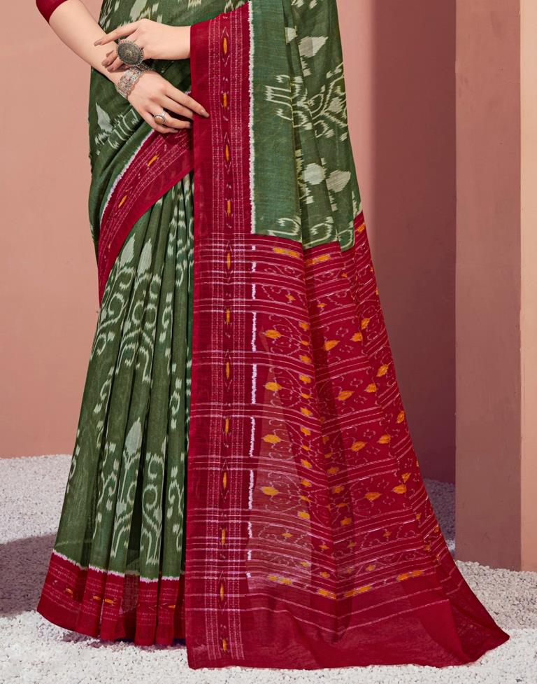 Green Cotton Saree | Sudathi