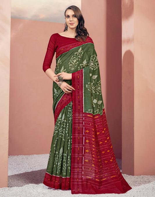 Green Cotton Saree | Sudathi