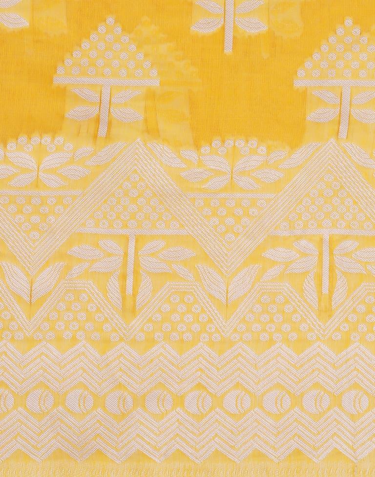 Yellow Cotton Weaving Saree