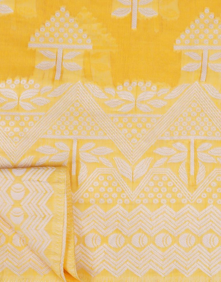 Yellow Cotton Weaving Saree