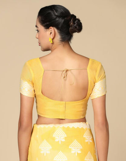 Yellow Cotton Weaving Saree