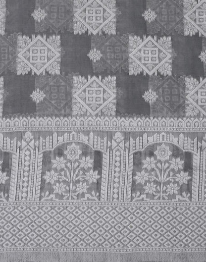 Grey Cotton Weaving Saree