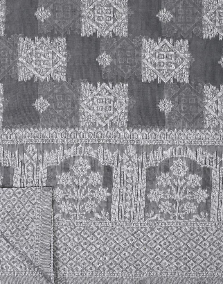 Grey Cotton Weaving Saree