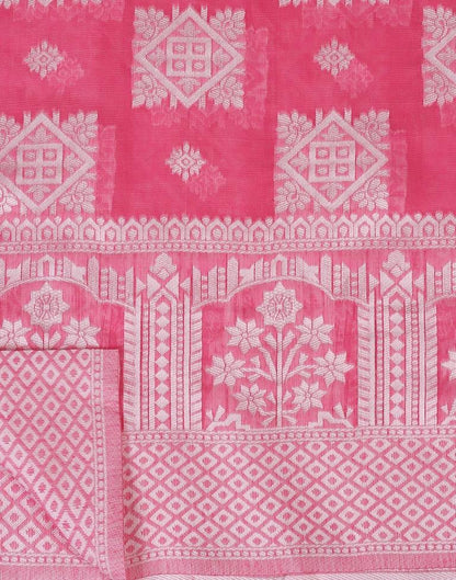 Pink Cotton Weaving Saree
