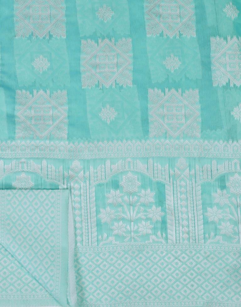 Light Blue Cotton Weaving Saree