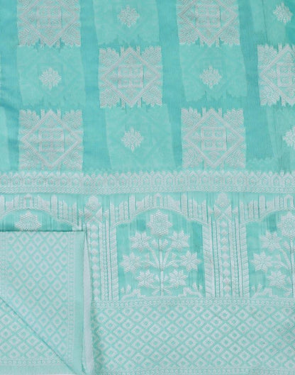 Light Blue Cotton Weaving Saree