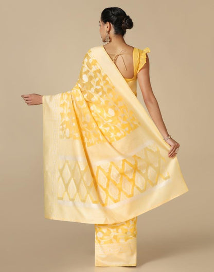 Yellow Cotton Weaving Saree