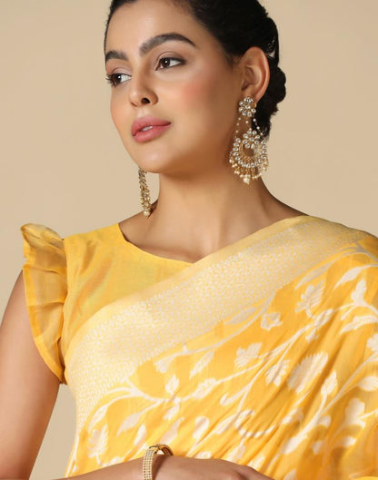 Yellow Cotton Weaving Saree