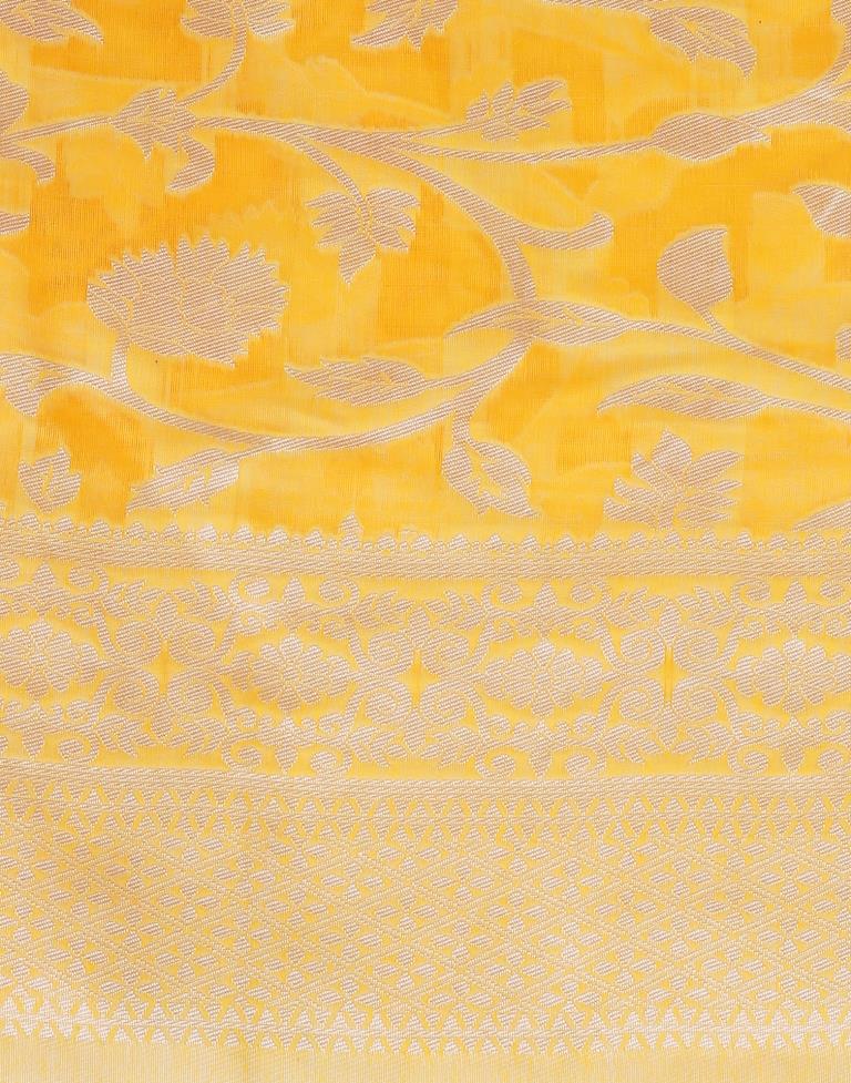 Yellow Cotton Weaving Saree