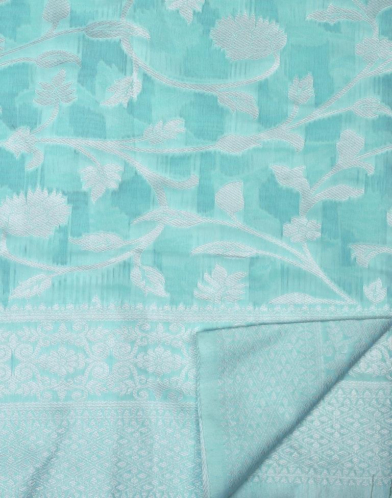 Light Blue Cotton Weaving Saree