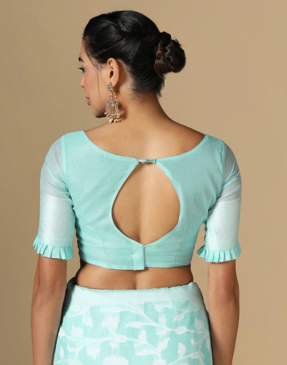 Light Blue Cotton Weaving Saree