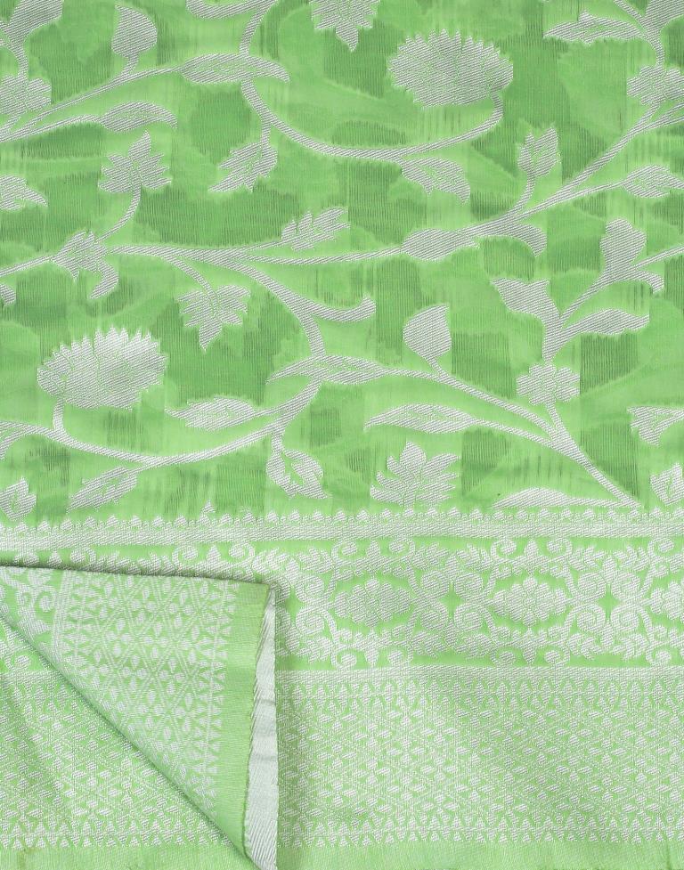 Light Green Cotton Weaving Saree