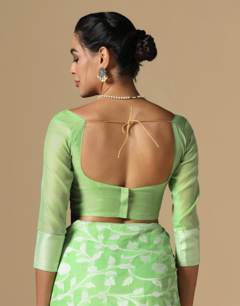 Light Green Cotton Weaving Saree