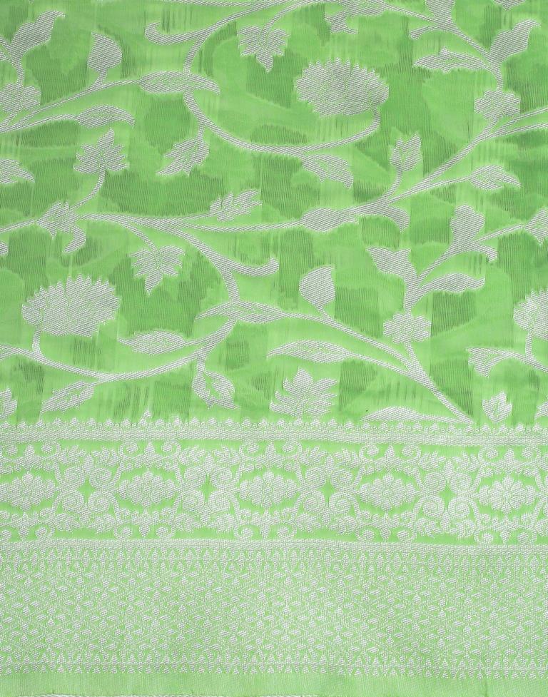 Light Green Cotton Weaving Saree