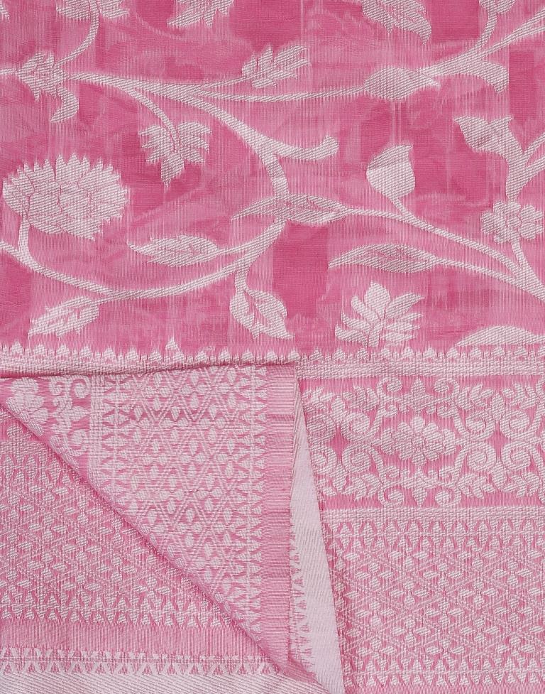 Pink Cotton Weaving Saree