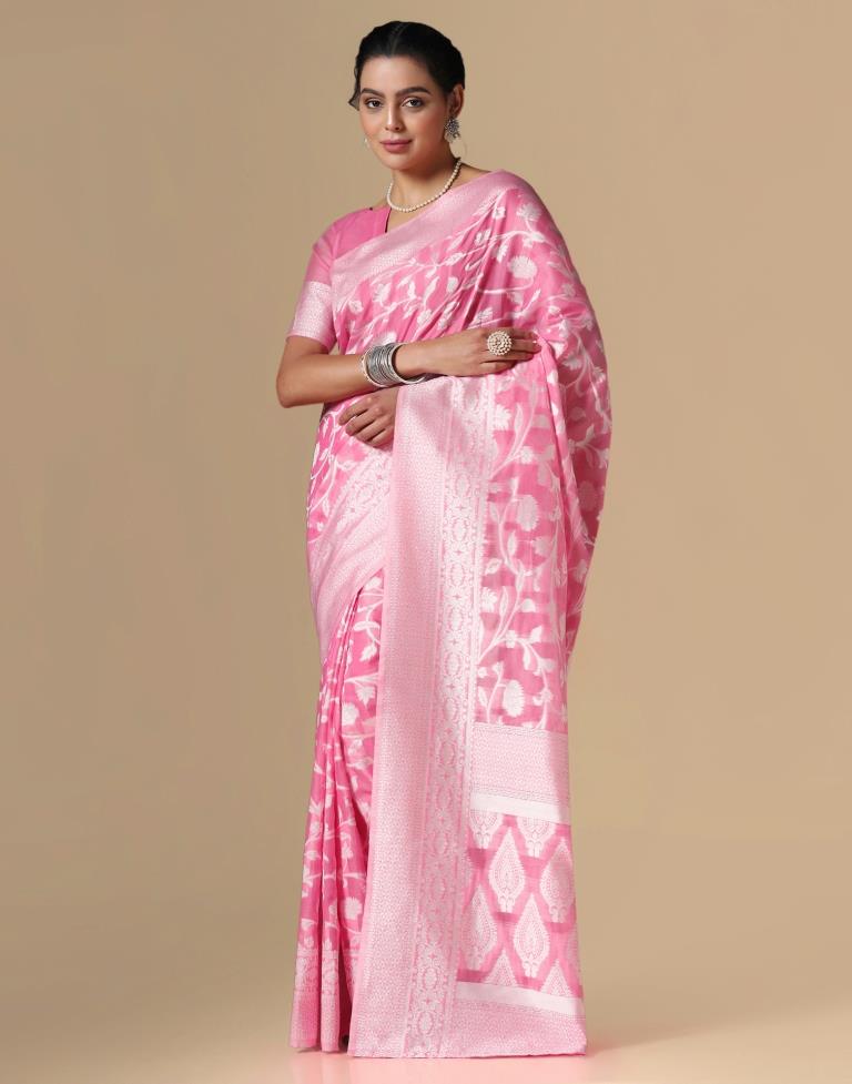 Pink Cotton Weaving Saree