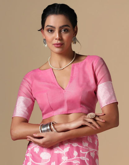 Pink Cotton Weaving Saree